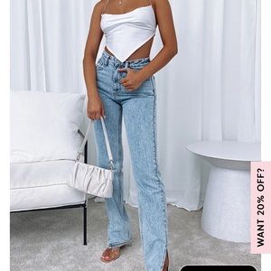 Be Cool Straight Leg Denim Jeans - Washed Blue